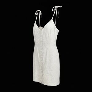 Abercrombie & Fitch Linen Blend Mini Dress Beige LP Adjustable Cottagecore Beach